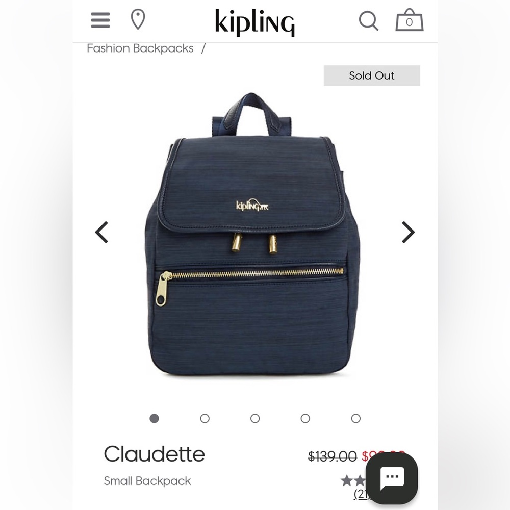 SOLD on DEPOP//Kipling Black Claudette Nylon Small Backpack Purse